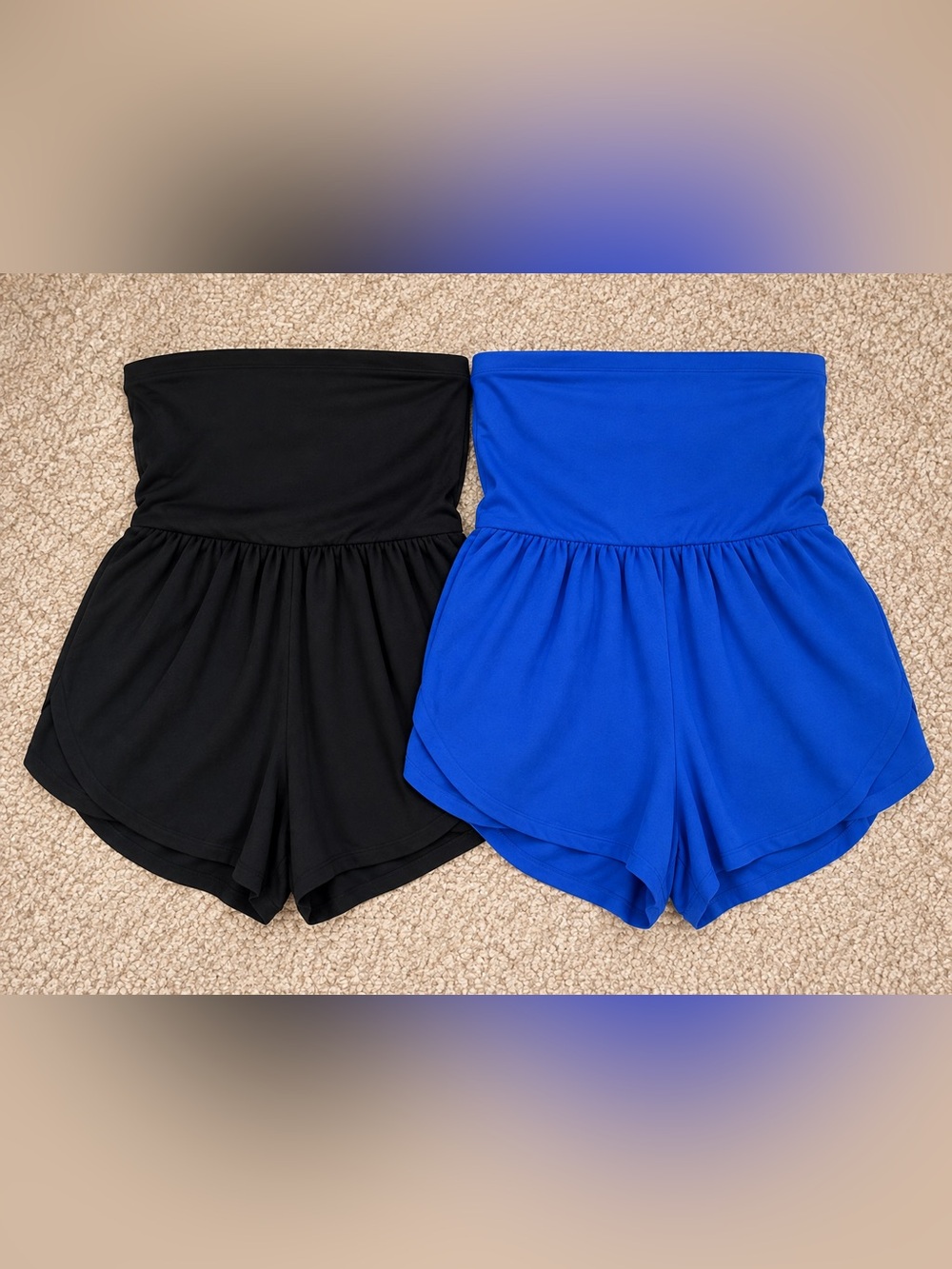 Zenana High-Waist Athletic Shorts Duo — Black & Royal Blue